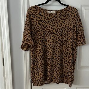 We The Free Brown Leopard Print Short Sleeve Top